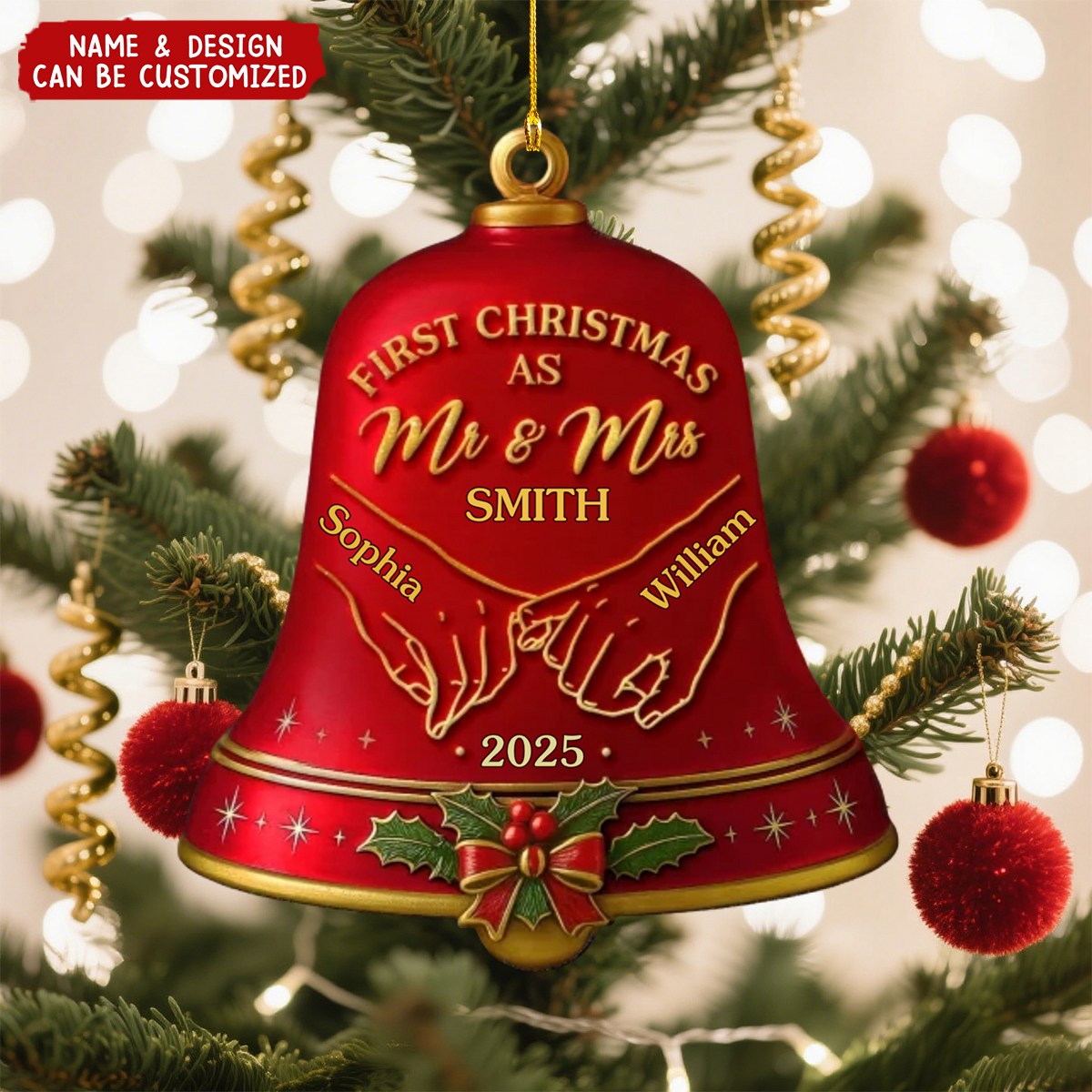 Together Under The Christmas Bells - Personalized Acrylic Ornament, Anniversary Christmas Wedding Gifts