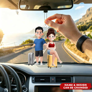 The Adventures Of Travel Lovers - Personalized Acrylic Car Ornament - Gift For Travelers, Couples