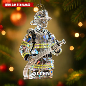 Custom Firefighter Crystal Light Effect Acrylic Ornaments, Career Decor