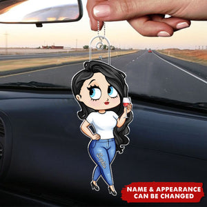 New Cartoon Style Girl - Personalized Acrylic Car Ornament