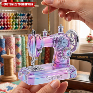Personalized Sewing Machine Ornament, Custom Seamstress Gift, Tailor Christmas Keepsake