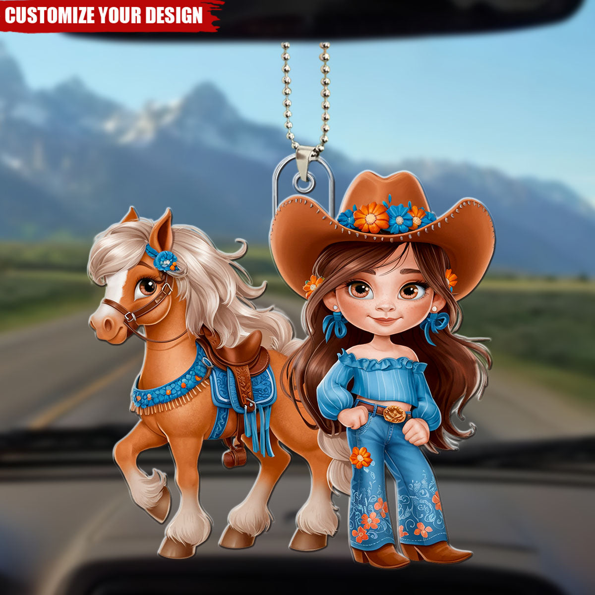 Cute Equestrian Girl - Personalized Acrylic Car Ornament