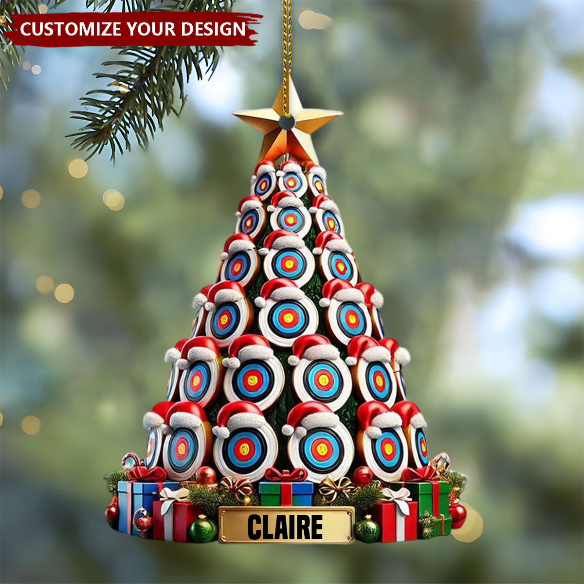 Personalized Archery Target Christmas Tree Ornament