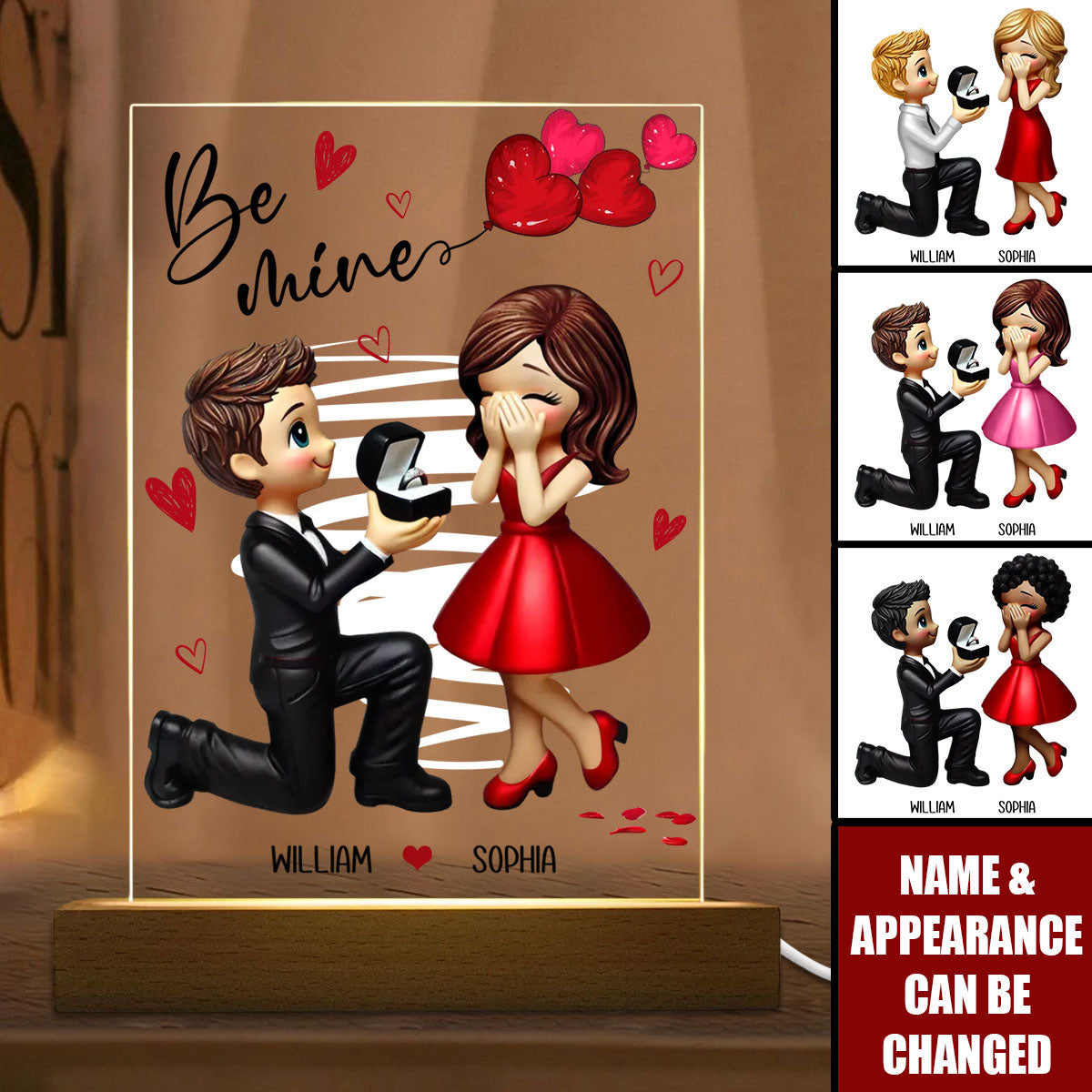 Be Mine Marriage Proposal Couple - Personalized LED Night Light