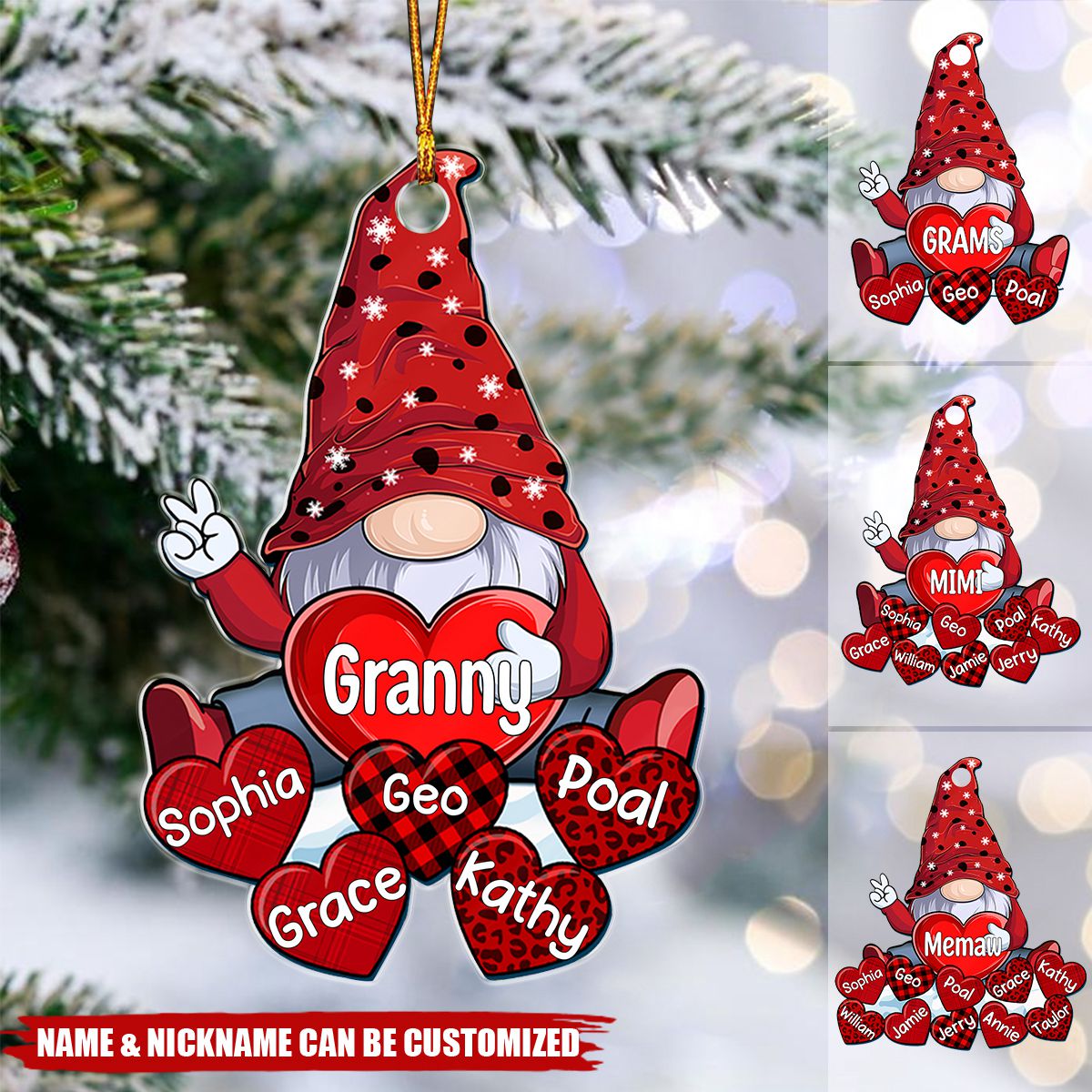 Christmas Grandma's Little Sweethearts - Personalized Cutout Acrylic Ornament