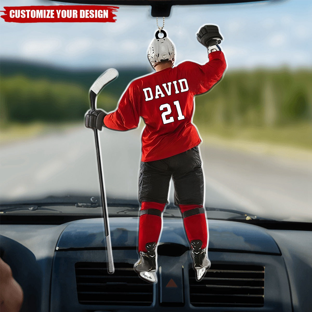 Ice Hockey Keepsake - Personalized Acrylic Car Ornament, Gift For Hockey Player