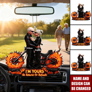 I'm Yours No Returns Or Refunds, Motorcycle And Flames, Car Hanging Ornament
