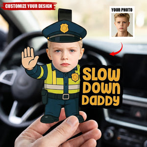 Personalized Cute Kid Face Photo Traffic Officer Acrylic Car Visor Clip Car Accessories Gift