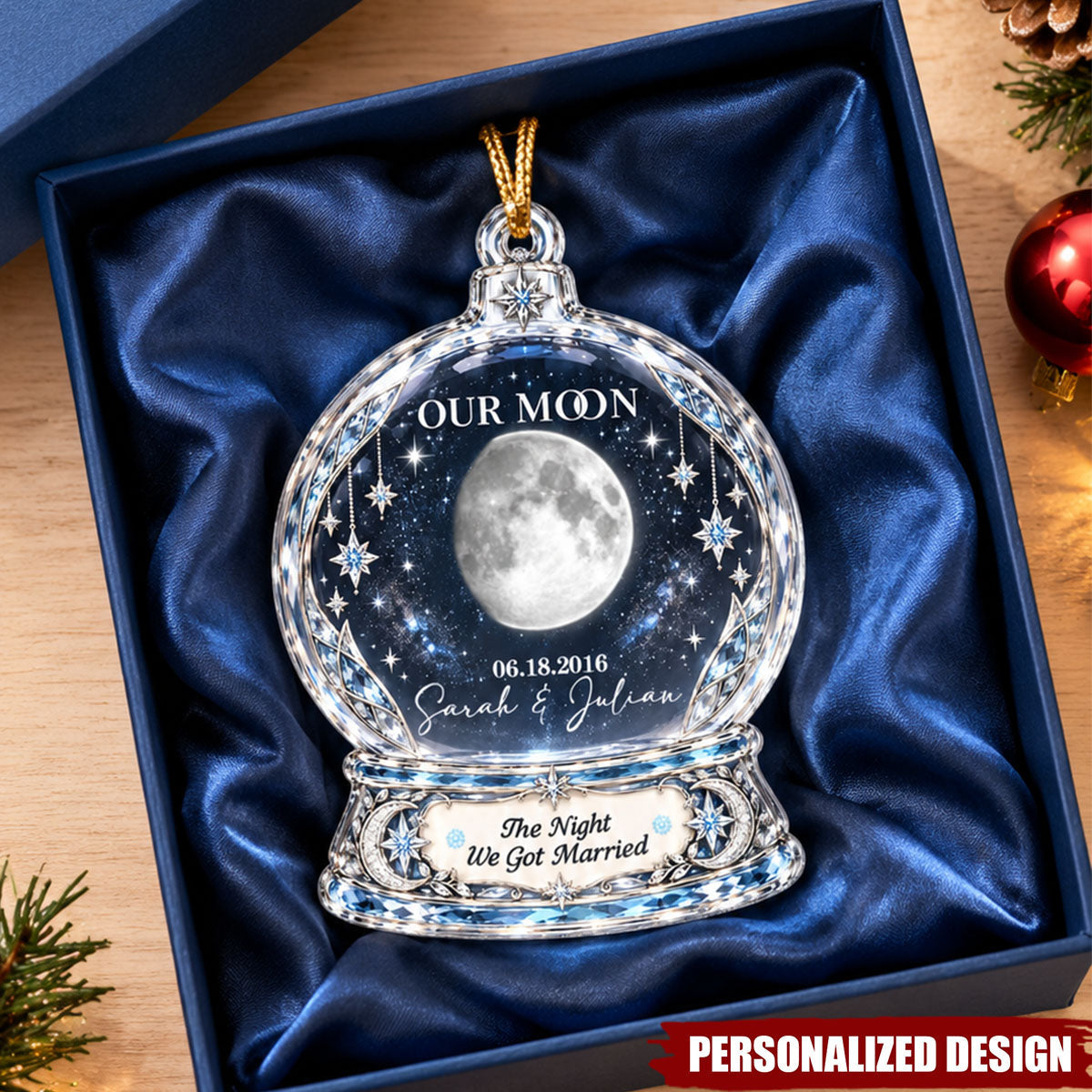 Our Moon Couple Custom Moon Phase by Date  - Personalized Acrylic Ornament
