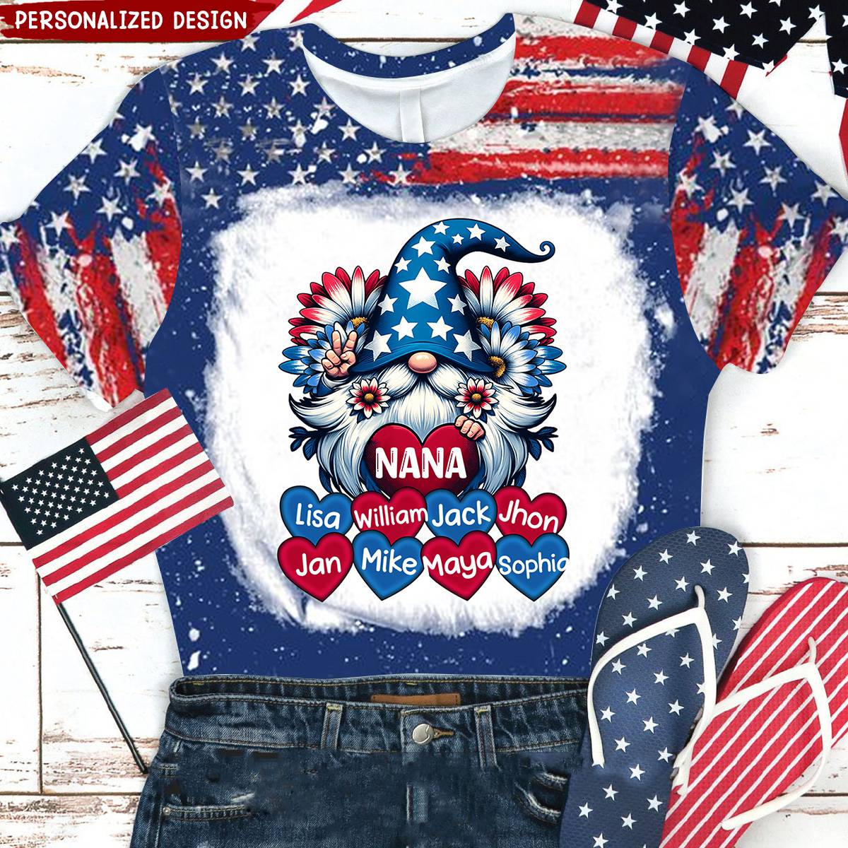 Dwarf Grandma, Mom With Heart Kid Name Personalized 3D T-shirt