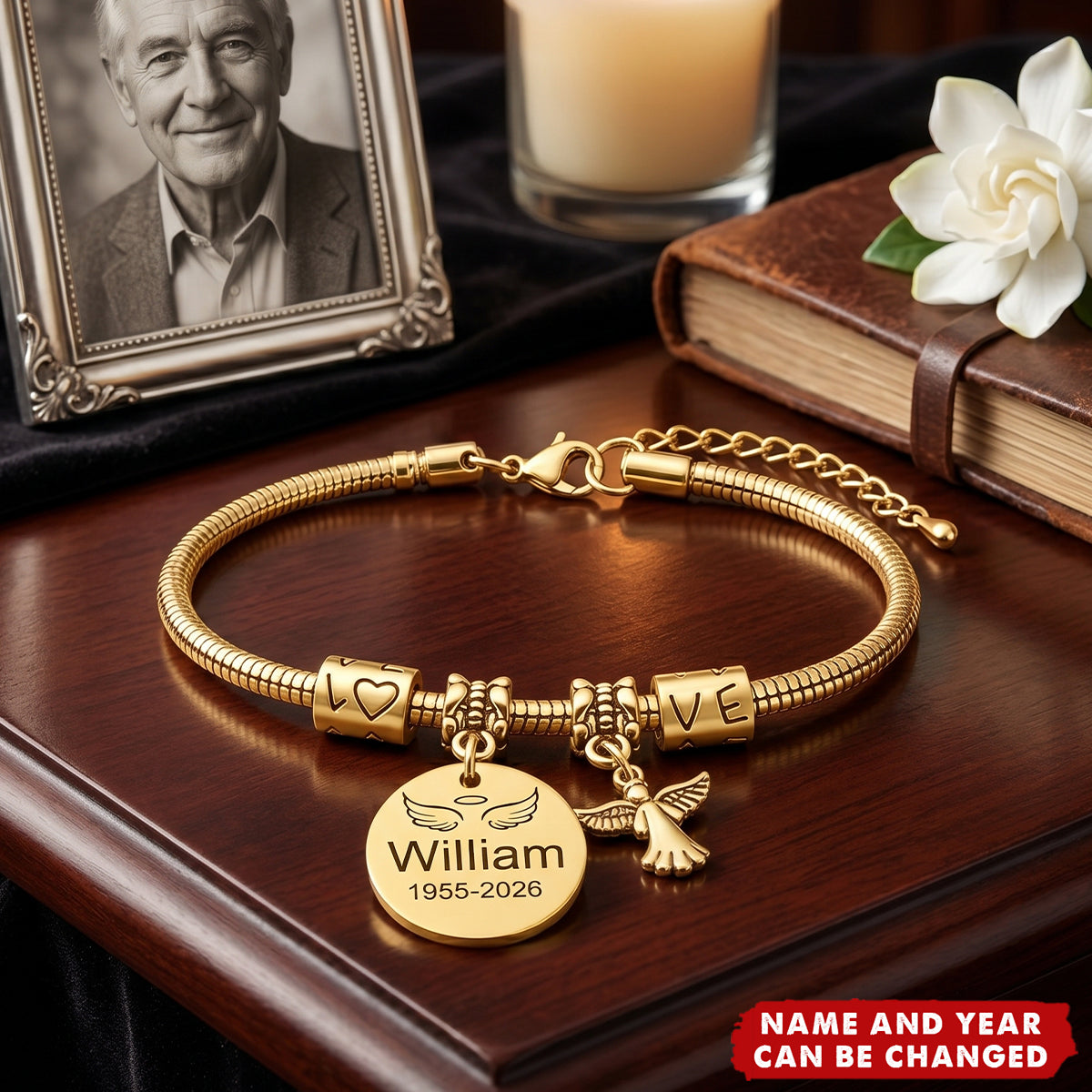 In Memory of Loved One - Personalized Memorial Bracelet