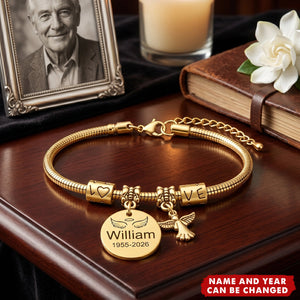 In Memory of Loved One - Personalized Memorial Bracelet