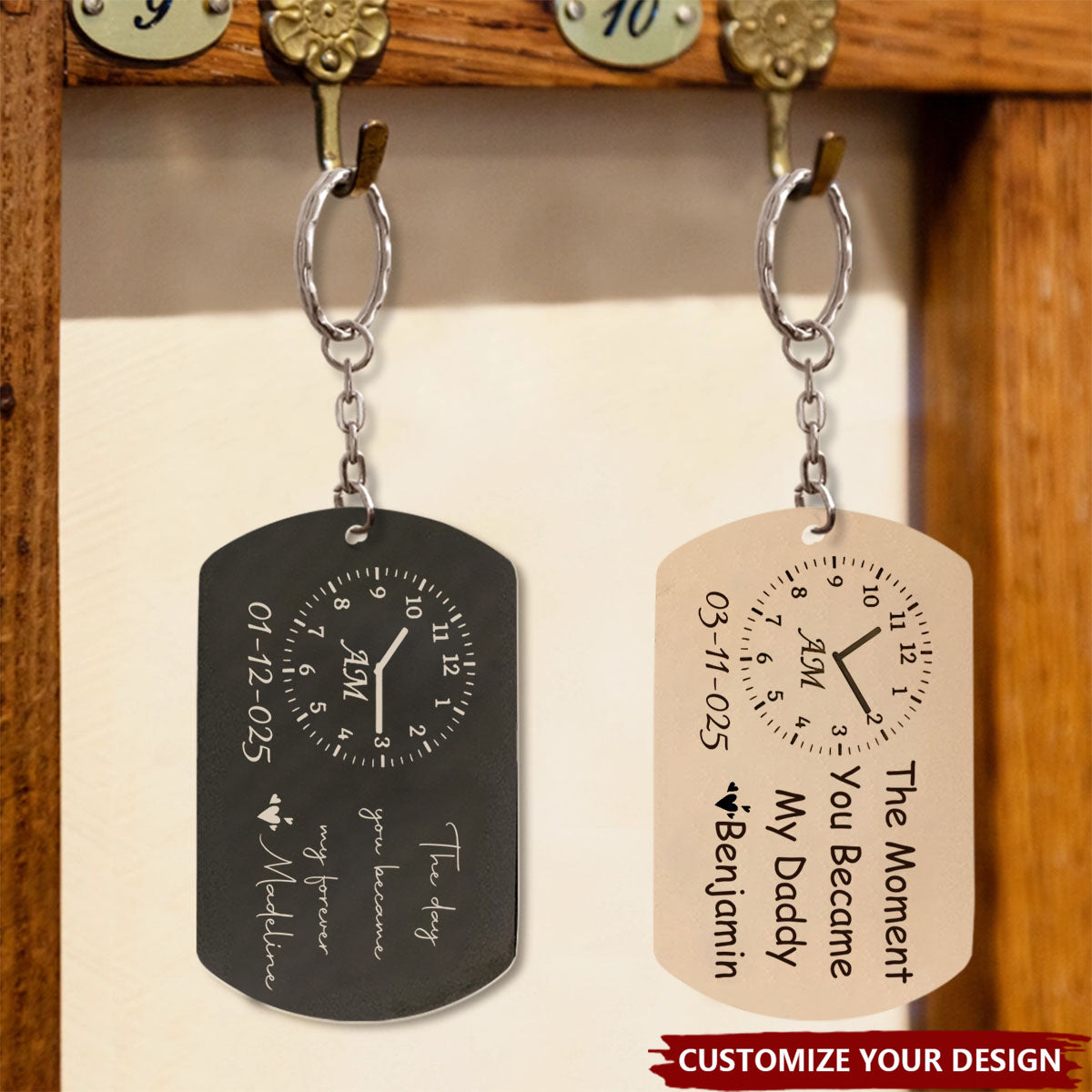 The Moment You Became My Daddy Mummy - Personalized Stainless Steel Keychain