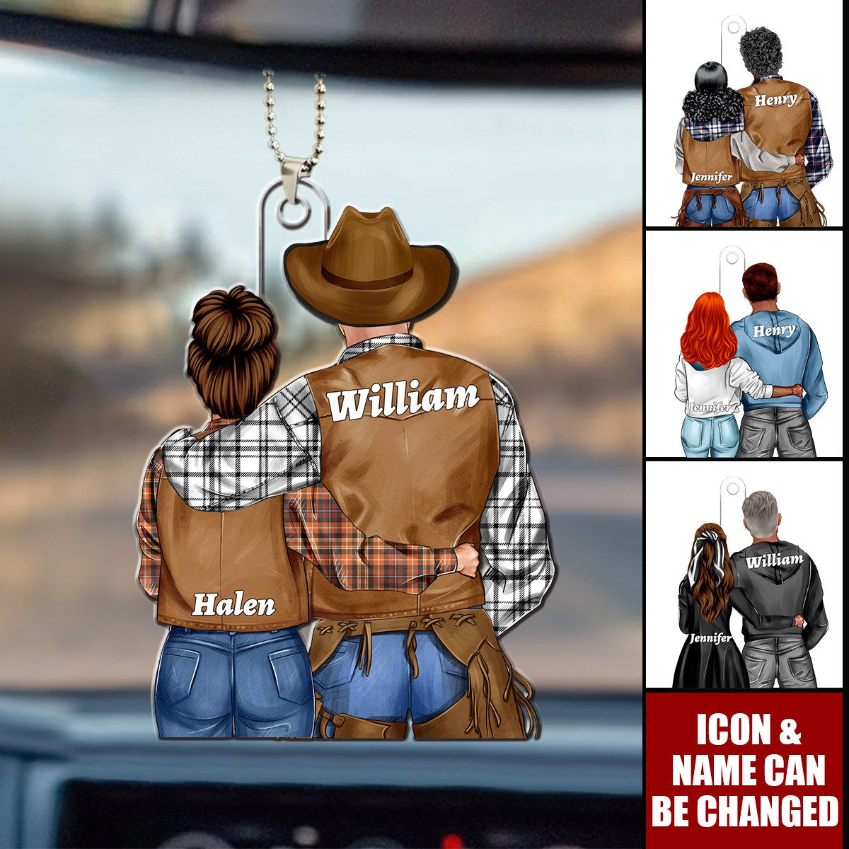 Personalized Gifts For Cowboys Couple Car Ornament