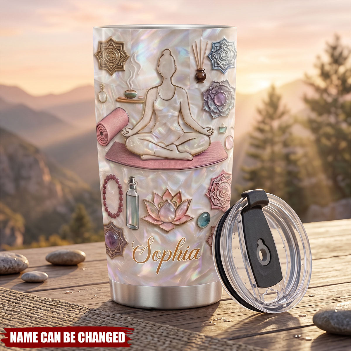 Inner Peace Yoga Woman, Stainless Steel Tumbler, Gift For Yoga Lovers