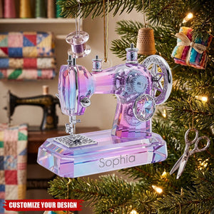 Personalized Sewing Machine Ornament, Custom Seamstress Gift, Tailor Christmas Keepsake