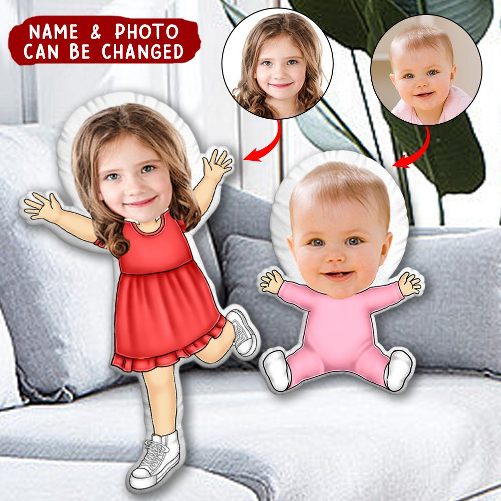 Custom Photo Funny Face Happy Kid - Gift For Grandkids, Siblings - Personalized Custom Shaped Pillow