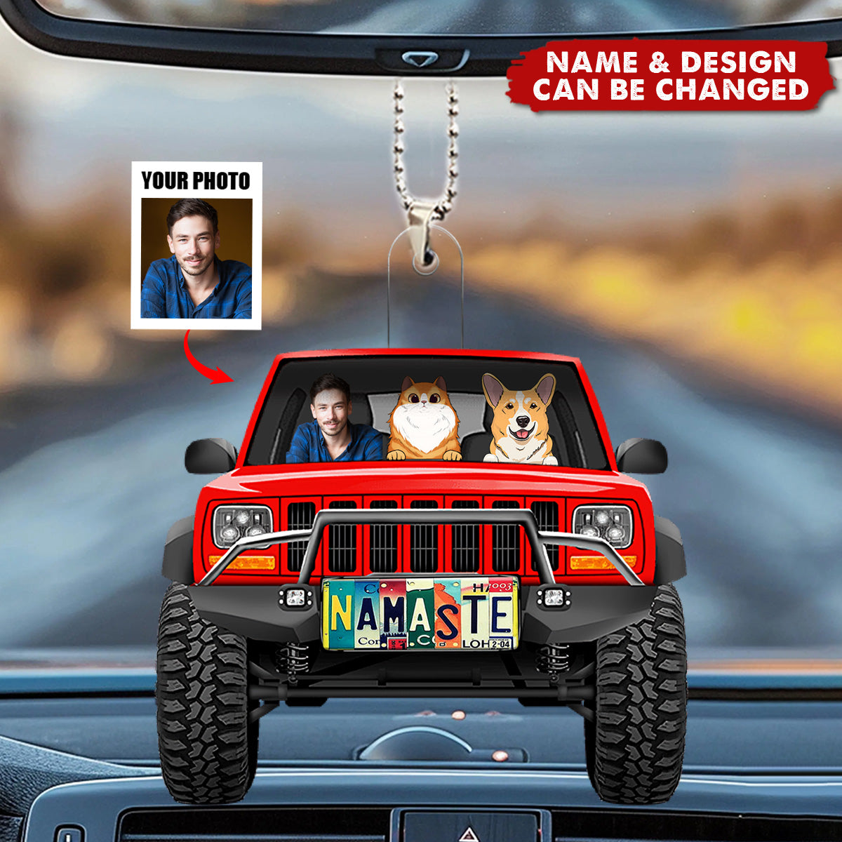 Pickup Truck Dog Cat - Personalized Acrylic Ornament