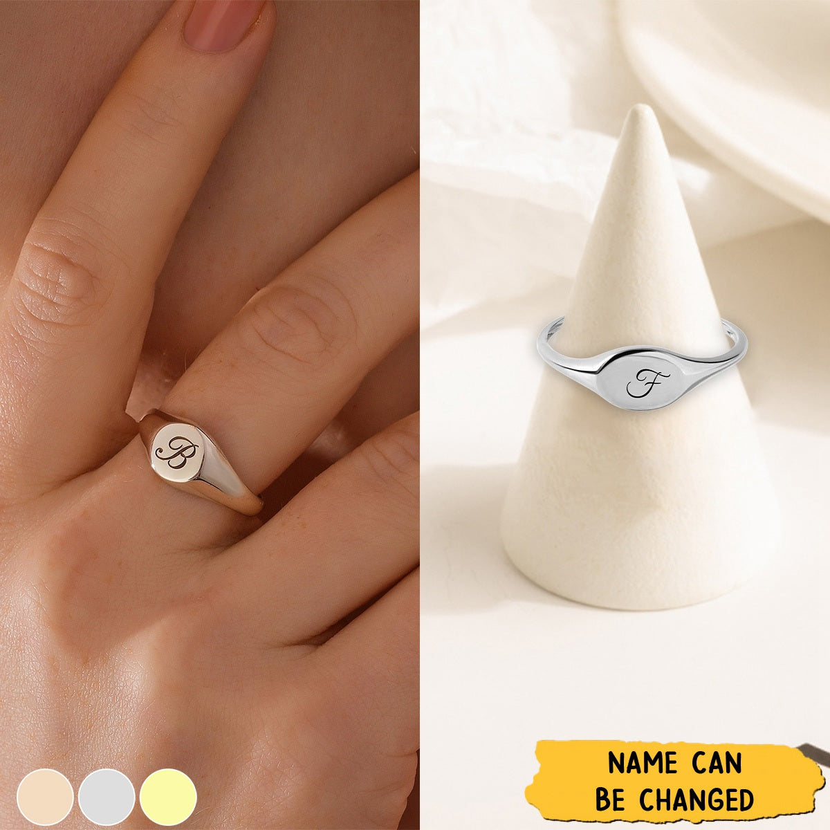 Custom Oval Signet Ring - Dainty Engraved Ring - Personalized Ring