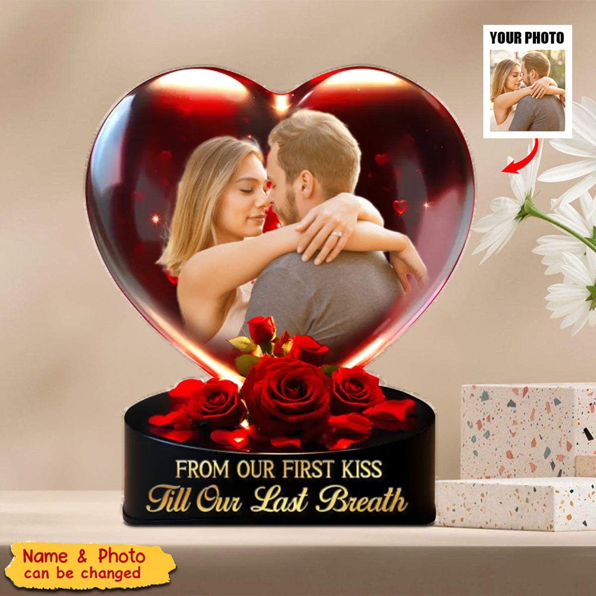 Custom Photo From Our First Kiss - Couple Personalized Acrylic Plaque