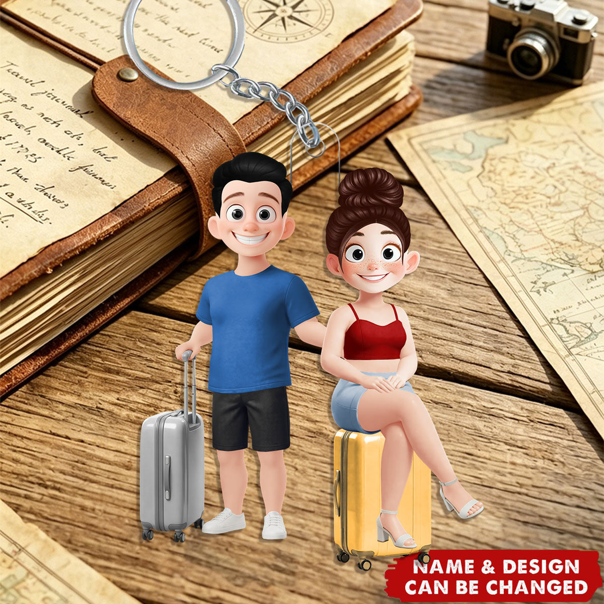 The Adventures Of Travel Lovers - Personalized Acrylic Keychain - Gift For Travelers