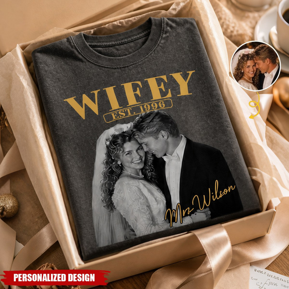 Personalized Wedding Photo T‑Shirt - Anniversary Gift For Her