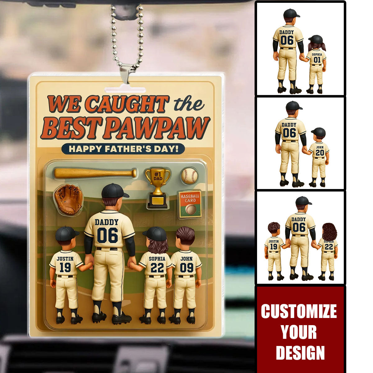 We Caught The Best Dad Baseball Personalized Car Ornament