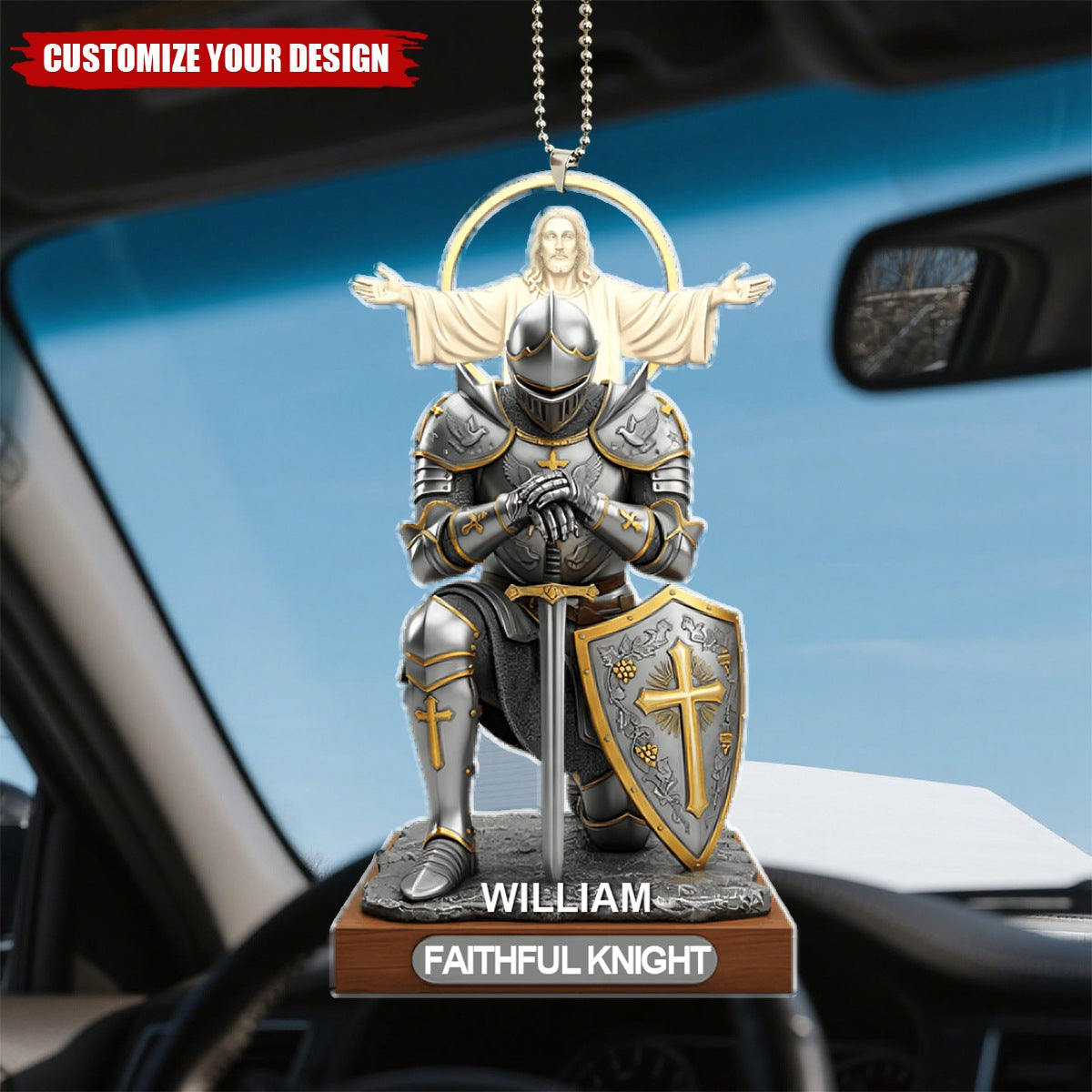 Christian Faithful Knight Car Ornament - Personalized Gifts For Christian