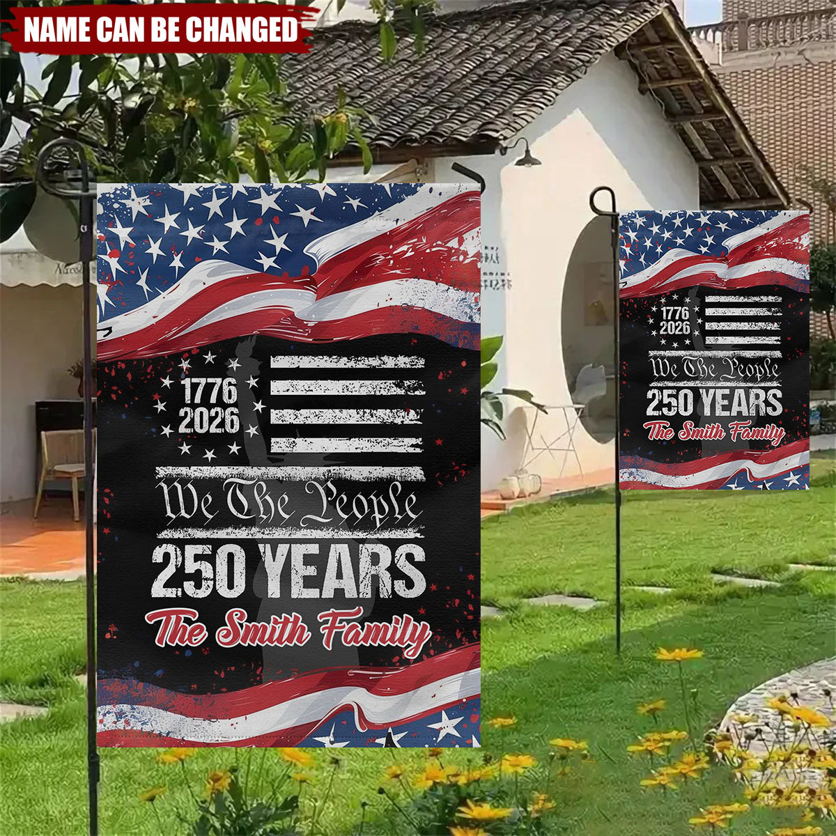 Custom 250 Years USA 250th Birthday 1776-2026 Eagle Garden Flag Gift for Family