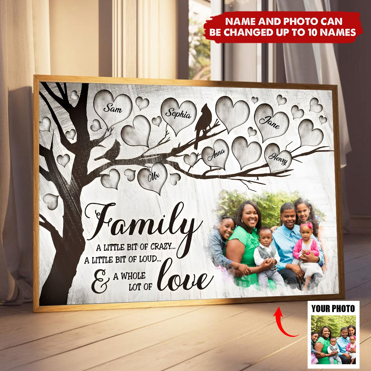 Family A Little Bit Of Crazy - Customized Personalized Poster - Gift For Family Grandma Grandpa Grandkids Mother Father Family Member