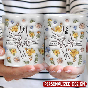 You Hold Our Hands, Also Our Hearts - Family Personalized 3D Inflated Effect Printed Mug