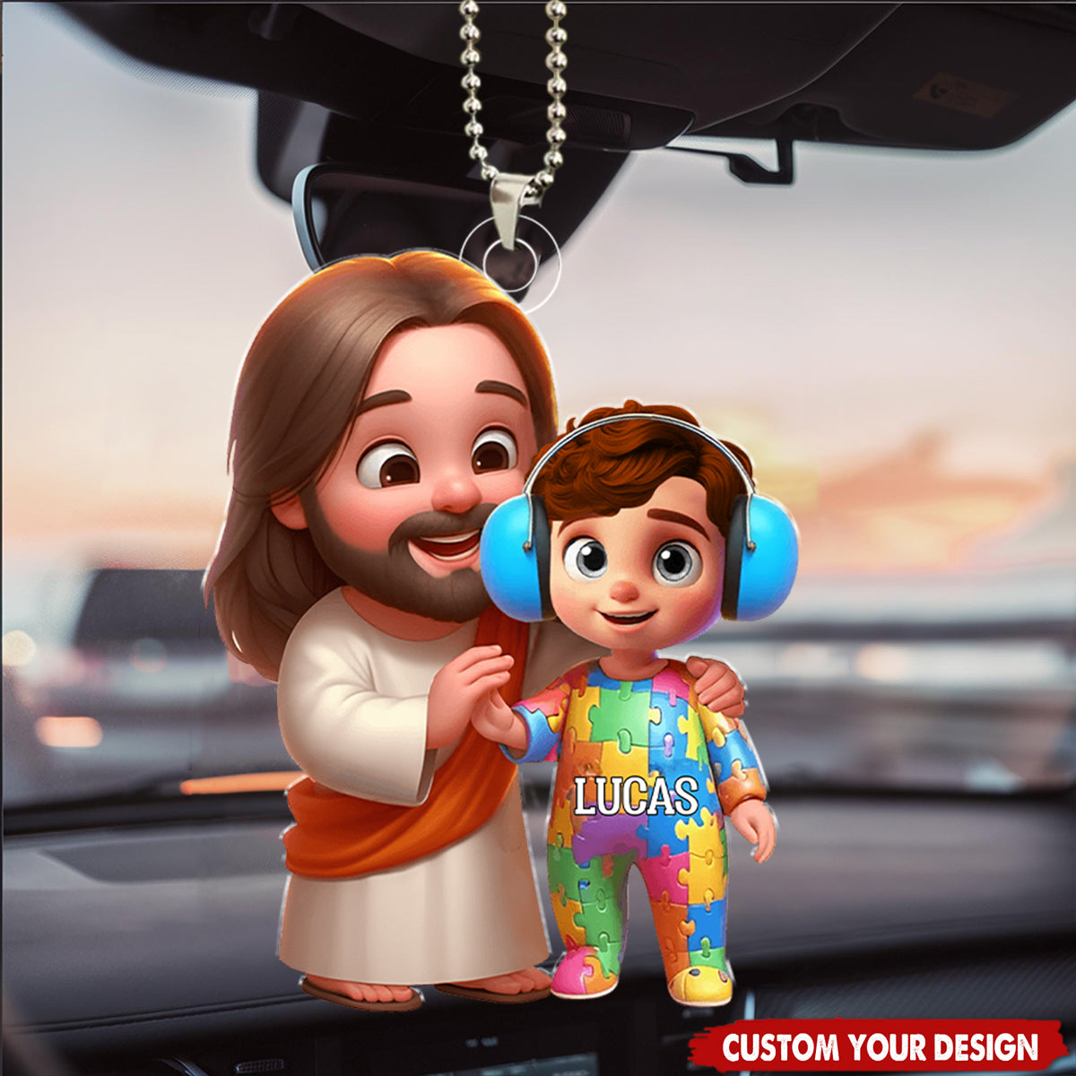 Personalized Gifts For Autism Kid Car Ornament - God Protect Him/ Her In His Arms