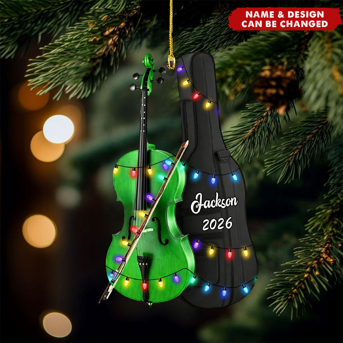 Personalized Cello Instrument Music Ornament, Cello Tree Ornament