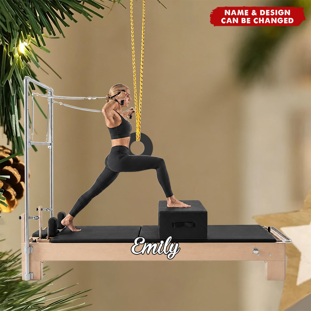 Personalized Pilates Reformer Ornament, Workout Christmas Gift