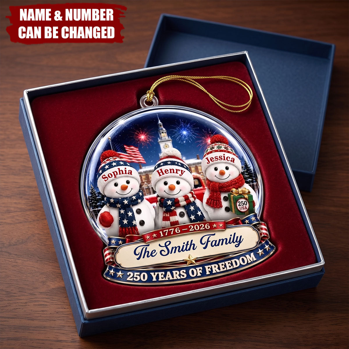 Custom Acrylic Ornament - Personalized America 250th Anniversary Christmas Gifts