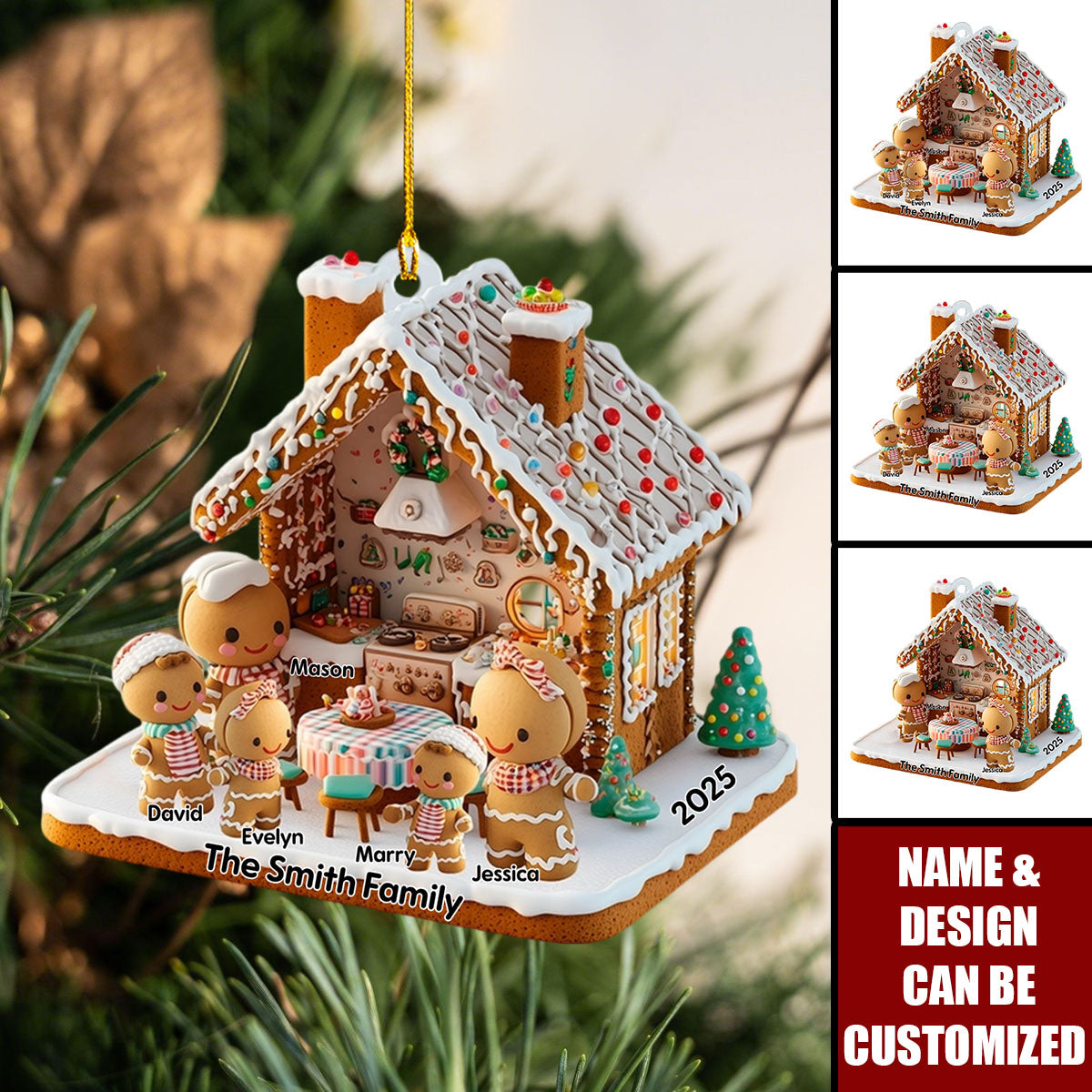 Ginger Bread Family - Personalized Family Ornament