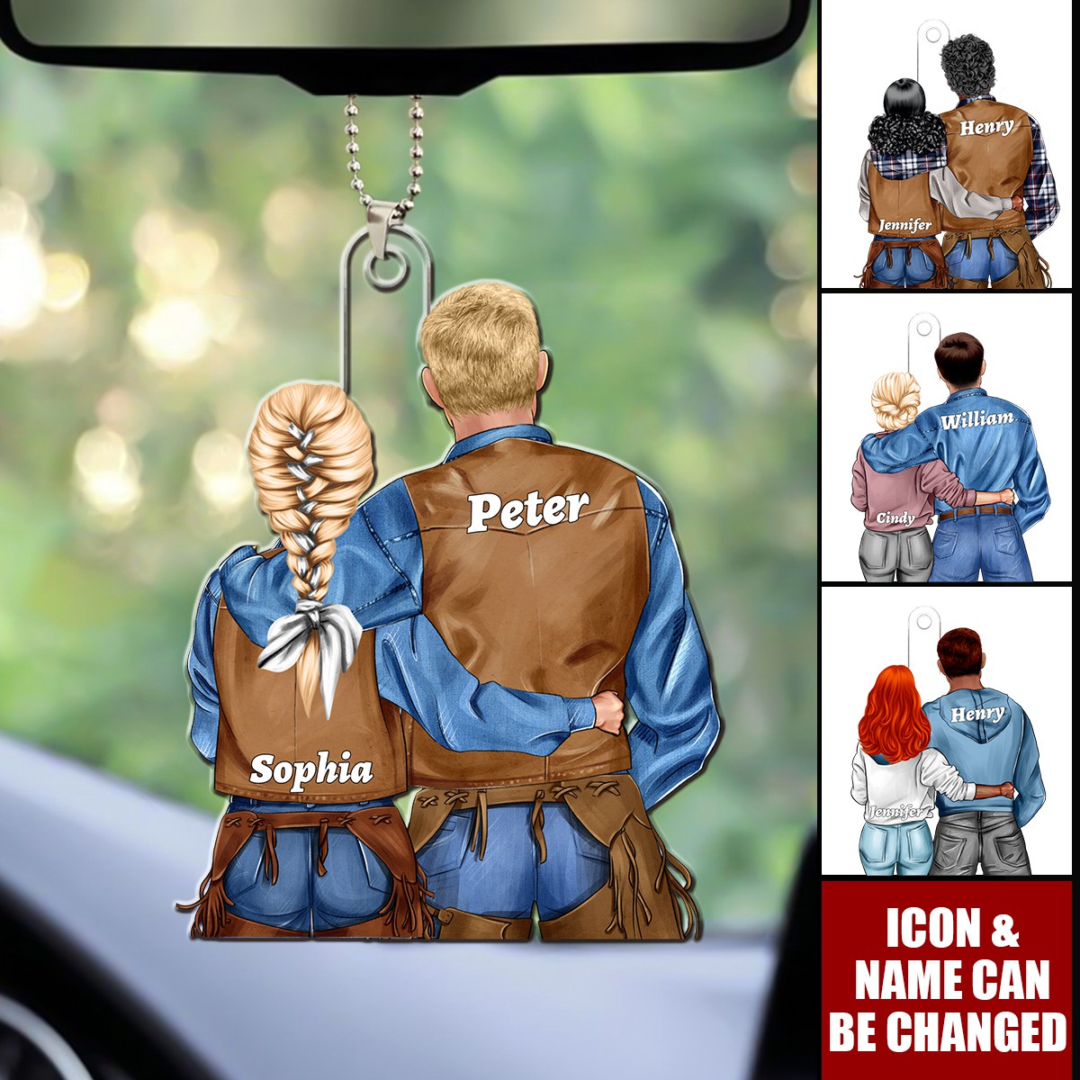 Personalized Gifts For Cowboys Couple Car Ornament