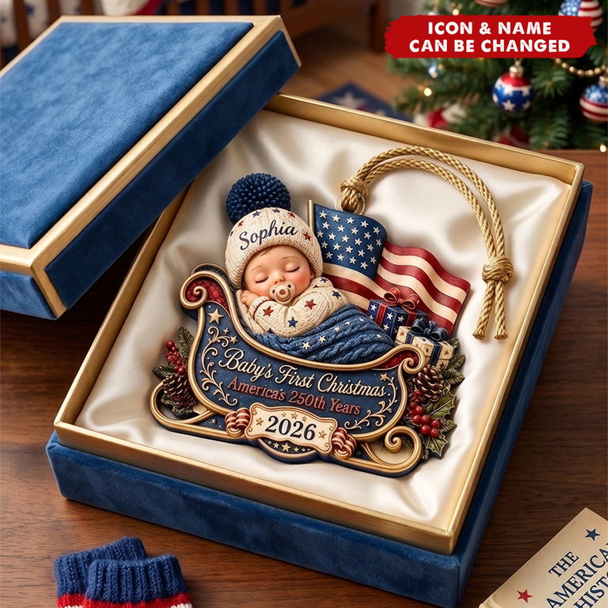 Personalized First Christmas 2026 Ornament, America 250th Anniversary Ornament, Newborn Keepsake