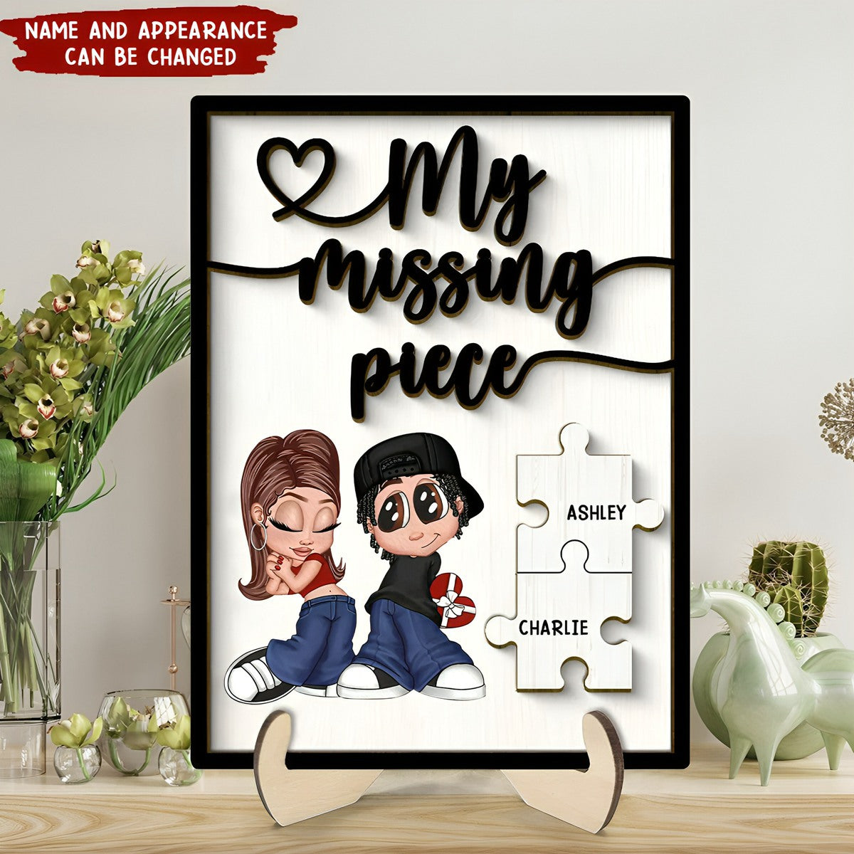 Y2K Couple My Missing Piece Personalized Wooden Plaque, Perfect Gift For Him, For Her
