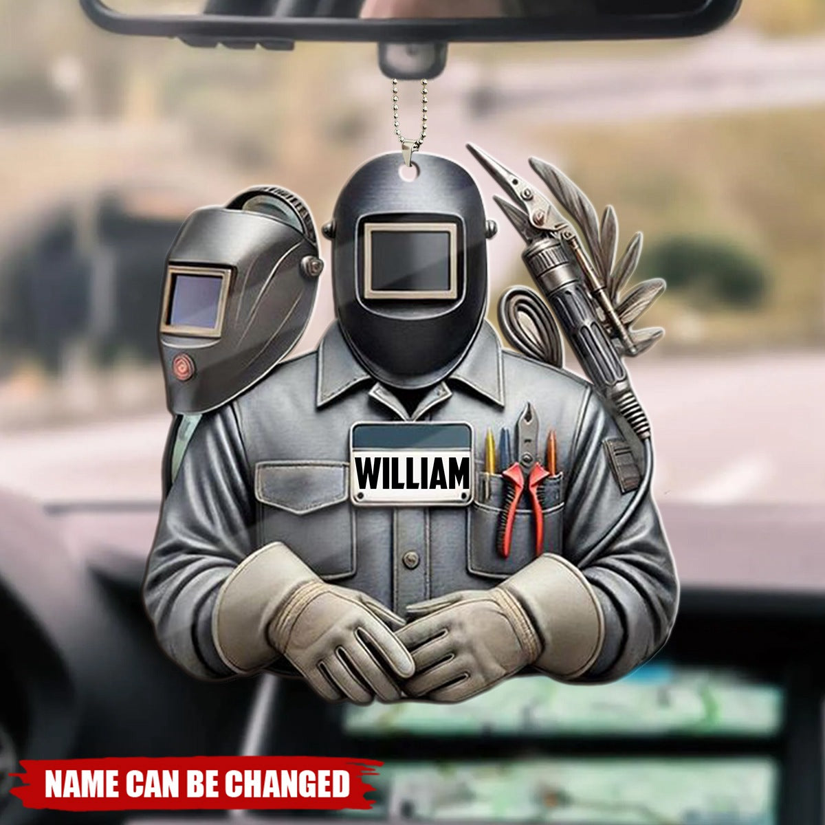 Celebrate The Craftsmanship Personalized Welder Acrylic Car Ornament