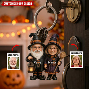 Personalized Grandparents Acrylic Keychain, Spooky Family Keepsake