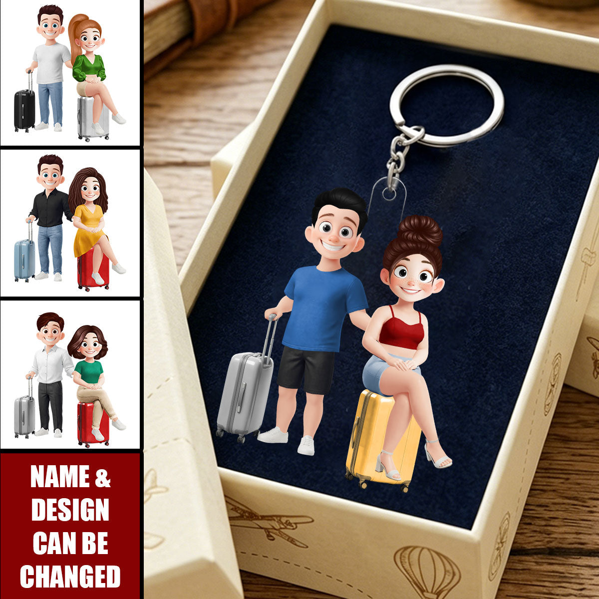 The Adventures Of Travel Lovers - Personalized Acrylic Keychain - Gift For Travelers, Couples