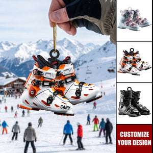 Custom Name Ski Boots Christmas Ornament - Personalized Christmas Tree Hanging Decor
