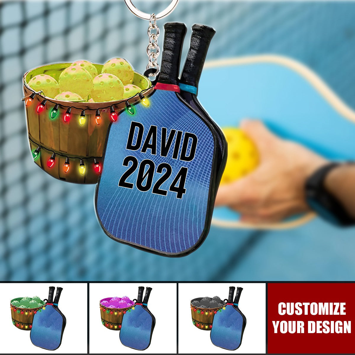 Personalized Pickleball Keychain - Pickleball Custom Keychain