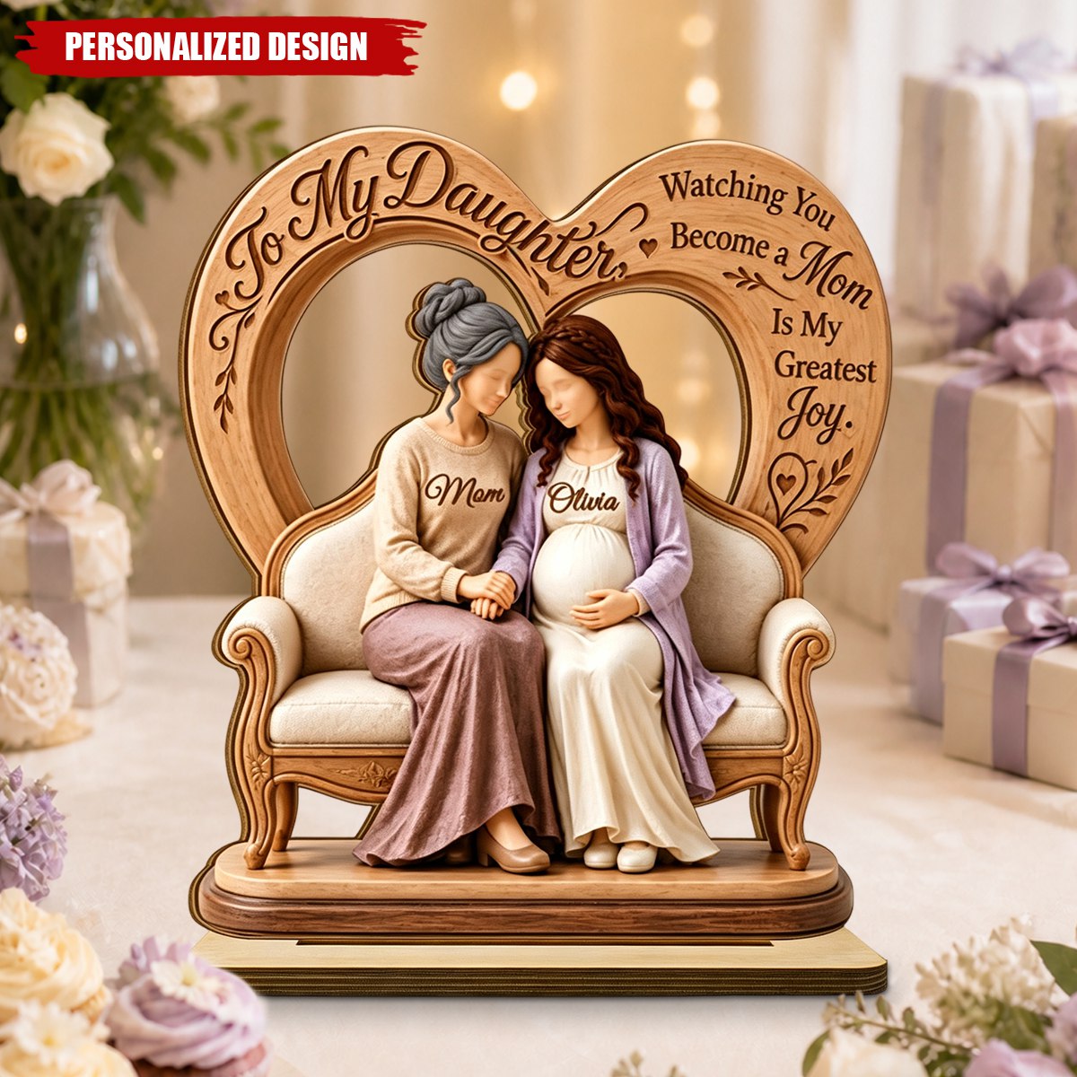Personalized To My Daughter Watching You Become A Mom Wooden Plaque