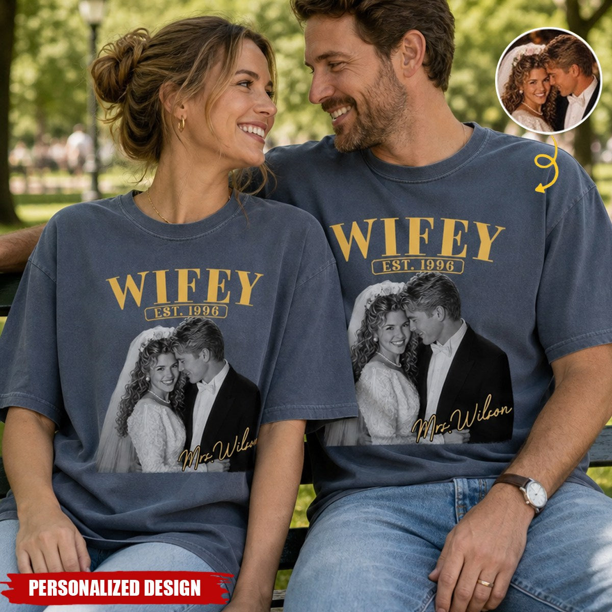 Personalized Wedding Photo T‑Shirt - Anniversary Gift For Her