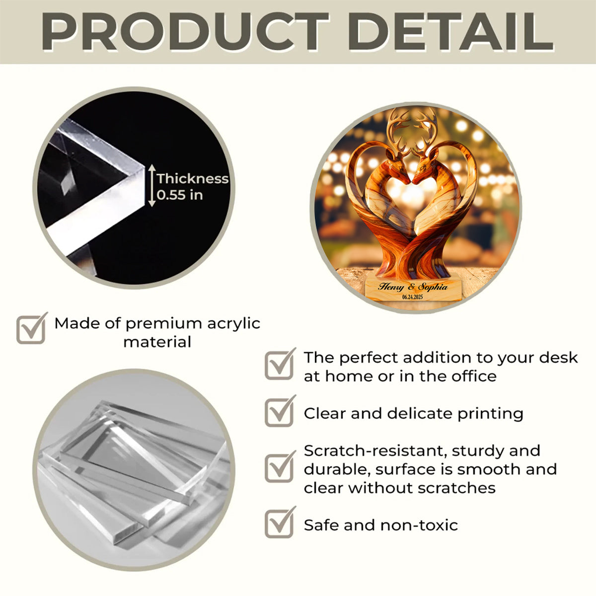 Deer Couple Acrylic Plaque - Personalized Anniversary Gifts For Couple