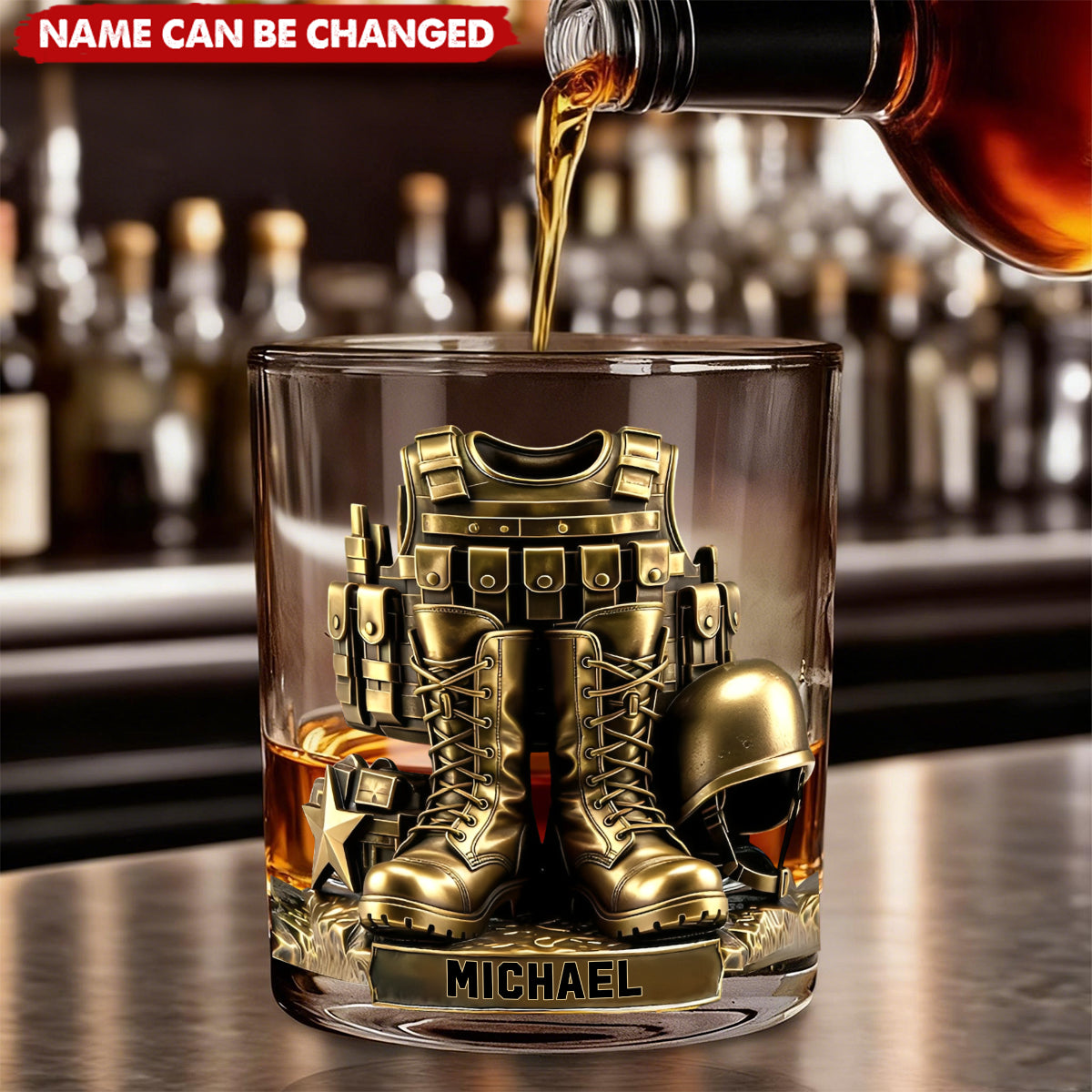 Army Vetera - Personalized Whiskey Glass