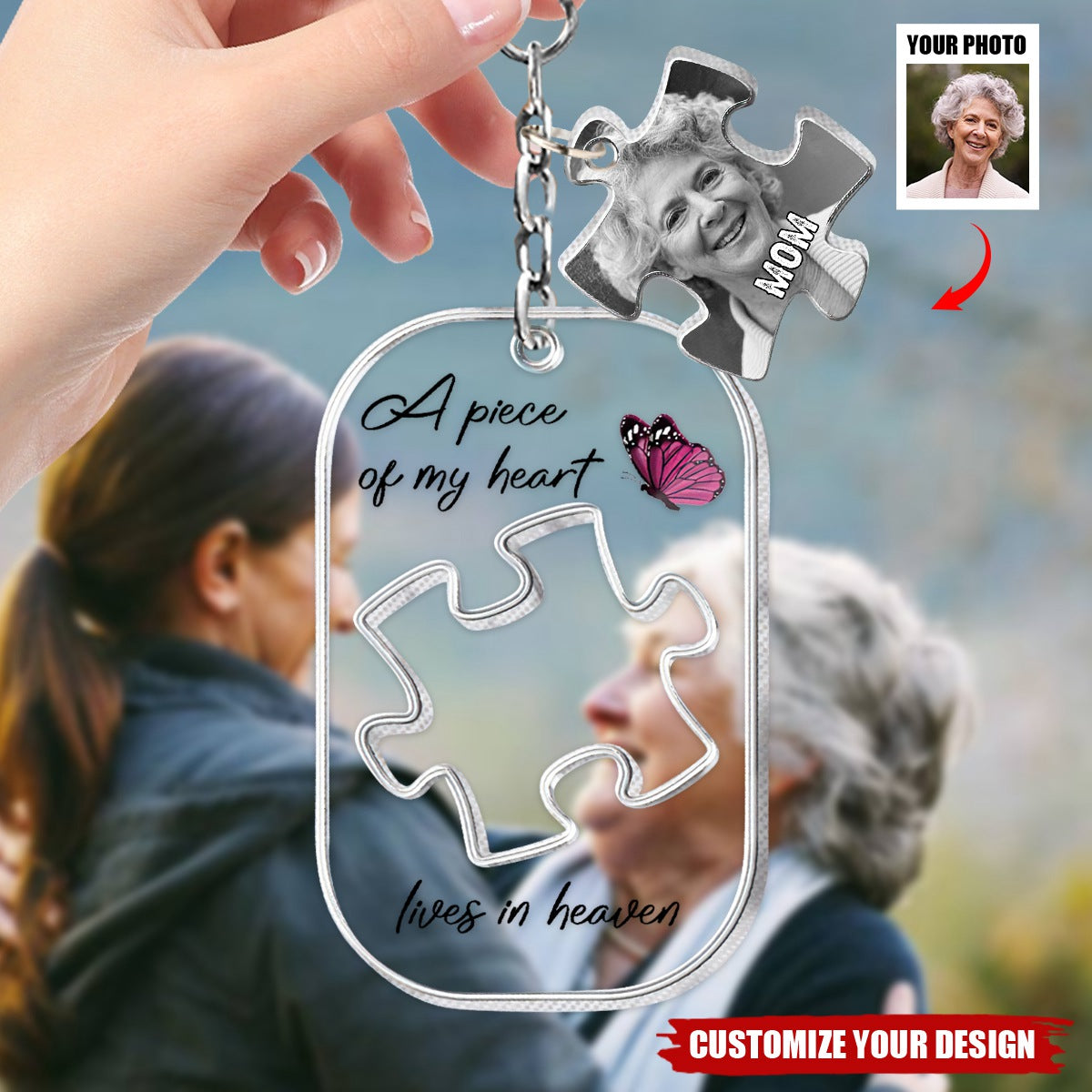 A Piece Of My Heart Lives In Heaven - Personalized Memorial Keychain