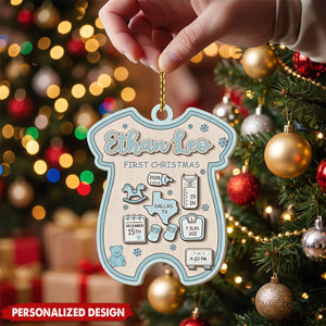Personalized Baby First Christmas Ornament - Birth Details Keepsake Decoration for Newborn